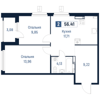 3 ккв (Евро) № 261 Корп.: 2 , Секция 3  в ЖК Максималист