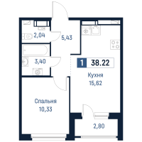 2 ккв (Евро) № 204 Корп.: 2 , Секция 3  в ЖК Максималист