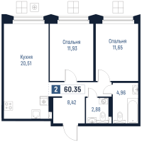 3 ккв (Евро) № 121 Корп.: 1 , Секция 1  в ЖК Максималист