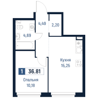 2 ккв (Евро) № 278 Корп.: 2 , Секция 4  в ЖК Максималист