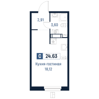 Студия № 135 Корп.: 2 , Секция 3  в ЖК Максималист