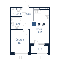 2 ккв (Евро) № 127 Корп.: 2 , Секция 3  в ЖК Максималист