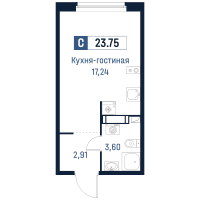 Студия № 197 Корп.: 2 , Секция 3  в ЖК Максималист