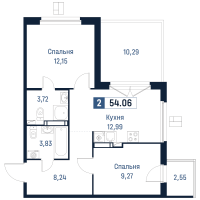 2 ккв № 896 Корп.: 2 , Секция 6  в ЖК Максималист