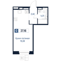 Студия № 249 Корп.: 1 , Секция 3  в ЖК Максималист