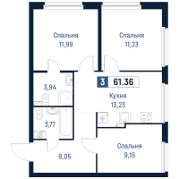 3 ккв № 656 Корп.: 2 , Секция 6  в ЖК Максималист