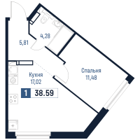 2 ккв (Евро) № 313 Корп.: 1 , Секция 3  в ЖК Максималист