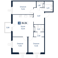 4 ккв (Евро) № 679 Корп.: 2 , Секция 6  в ЖК Максималист