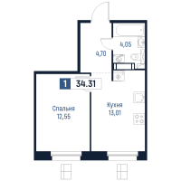 1 ккв № 14 Корп.: 1 , Секция 1  в ЖК Максималист