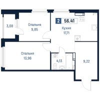 3 ккв (Евро) № 228 Корп.: 2 , Секция 3  в ЖК Максималист