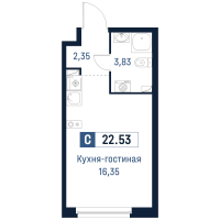 Студия № 46 Корп.: 2 , Секция 2  в ЖК Максималист