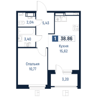 2 ккв (Евро) № 138 Корп.: 2 , Секция 3  в ЖК Максималист