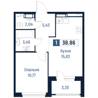 2 ккв (Евро) № 226 Корп.: 2 , Секция 3  в ЖК Максималист