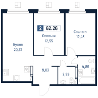 3 ккв (Евро) № 132 Корп.: 2 , Секция 3  в ЖК Максималист