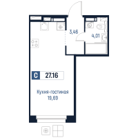 Студия № 277 Корп.: 1 , Секция 3  в ЖК Максималист