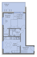 1 ккв № 1 Корп.: Порвоо , Секция 1  в ЖК Малая Финляндия