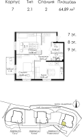 3 ккв (Евро) № 160 Корп.: Рованиеми , Секция 1  в ЖК Малая Финляндия