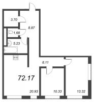 3 ккв (Евро) № 547 Корп.: 1 , Секция L  в ЖК Малоохтинский, 68