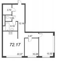 3 ккв (Евро) № 837 Корп.: 1 , Секция Q  в ЖК Малоохтинский, 68