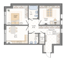 2 ккв № 6, Секция 1.1  в ЖК Мануфактура