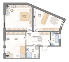 2 ккв № 180, Секция 2.3  в ЖК Мануфактура