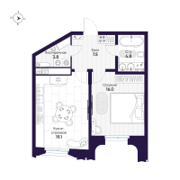 2 ккв (Евро) № 31 Корп.: 1 , Секция 1  в ЖК Mariinka Deluxe