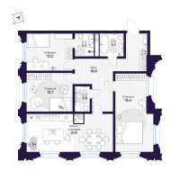 4 ккв (Евро) № 75 Корп.: 1 , Секция 2  в ЖК Mariinka Deluxe
