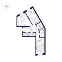 3 ккв (Евро) № 4 Корп.: 1 , Секция 1  в ЖК Mariinka Deluxe