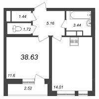 2 ккв (Евро) № 224 Корп.: 2 Уч. 97 , Секция 1  в ЖК Master Place