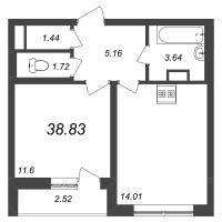 2 ккв (Евро) № 92 Корп.: 2 Уч. 97 , Секция 1  в ЖК Master Place