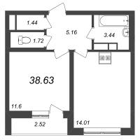 2 ккв (Евро) № 152 Корп.: 2 Уч. 97 , Секция 1  в ЖК Master Place