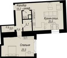 1 ккв № 4.20.7 Дом: 27 , Секция 7  в ЖК Meltzer Hall