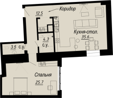 1 ккв № 5.20.7 Дом: 27 , Секция 7  в ЖК Meltzer Hall