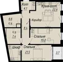 2 ккв № 3.13.5 Дом: 27 , Секция 5  в ЖК Meltzer Hall