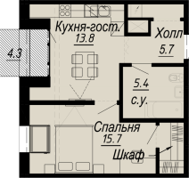 1 ккв № 7.24.10 Дом: 27 , Секция 10  в ЖК Meltzer Hall