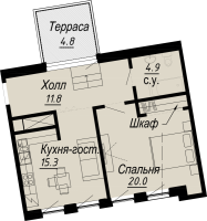 1 ккв № 6.17.6 Дом: 27 , Секция 6  в ЖК Meltzer Hall