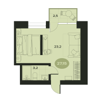 1 ккв № 7 Корп.: О , Секция 1  в ЖК Место в Смолячково