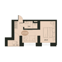 2 ккв № 12 Корп.: О , Секция 1  в ЖК Место в Смолячково
