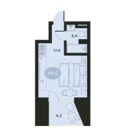 Студия № 7 Корп.: Б , Секция 1  в ЖК Место в Смолячково