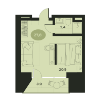 1 ккв № 26 Корп.: К , Секция 1  в ЖК Место в Смолячково