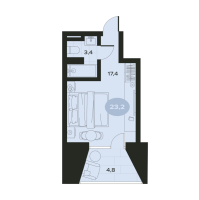 Студия № 6 Корп.: Б , Секция 1  в ЖК Место в Смолячково