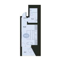 Студия № 5 Корп.: Б , Секция 1  в ЖК Место в Смолячково