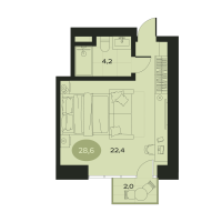 1 ккв № 7 Корп.: З , Секция 1  в ЖК Место в Смолячково