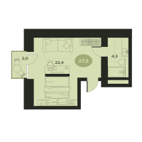 1 ккв № 12 Корп.: З , Секция 1  в ЖК Место в Смолячково