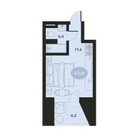 Студия № 1 Корп.: Б , Секция 1  в ЖК Место в Смолячково