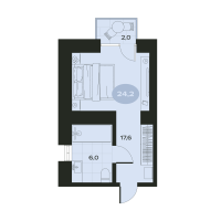 Студия № 1 Корп.: В , Секция 1  в ЖК Место в Смолячково