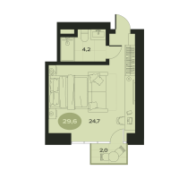 1 ккв № 5 Корп.: И , Секция 1  в ЖК Место в Смолячково