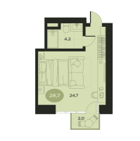 1 ккв № 17 Корп.: И , Секция 1  в ЖК Место в Смолячково
