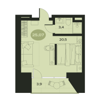 1 ккв № 16 Корп.: К , Секция 1  в ЖК Место в Смолячково