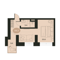 2 ккв № 4 Корп.: О , Секция 1  в ЖК Место в Смолячково